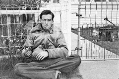 Vintage photo of man smoking cigarette